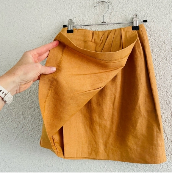 Vintage Express Linen Blend Wrap Mini Skirt - Picture 4 of 9
